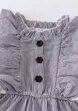 Load image into Gallery viewer, Grey Stripe Lace Ruffle Dress