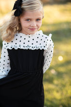 Load image into Gallery viewer, Kids Black Polka Dot Ruffle Yolk Dress
