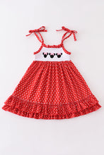 Load image into Gallery viewer, Red character embroidery dot dress
