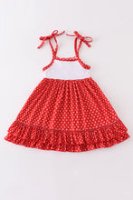 Load image into Gallery viewer, Red character embroidery dot dress
