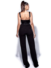 Load image into Gallery viewer, Onika Black Satin and Crepe Jumpsuit
