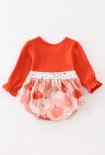 Load image into Gallery viewer, Rust floral print ruffle baby romper
