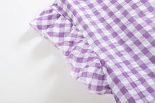 Load image into Gallery viewer, Ladies Purple Gingham Ruffle Dress
