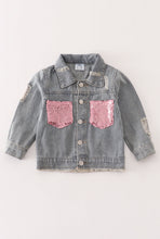 Load image into Gallery viewer, Denim Sequin Pocket Jacket

