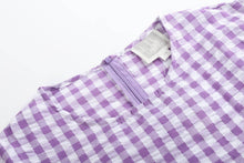 Load image into Gallery viewer, Ladies Purple Gingham Ruffle Dress
