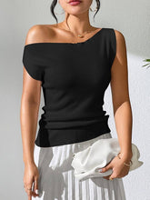Load image into Gallery viewer, Casual One-Shoulder Sleeveless Knitted Vest Top
