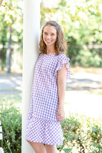 Load image into Gallery viewer, Ladies Purple Gingham Ruffle Dress
