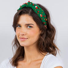 Load image into Gallery viewer, Christmas Charms Top Knot Holiday Headband
