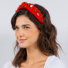 Load image into Gallery viewer, Christmas Charms Top Knot Holiday Headband
