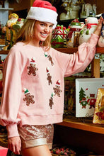 Load image into Gallery viewer, Pink gingerbread sequins shirt -Women
