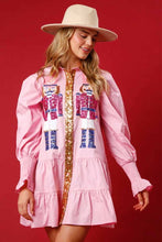 Load image into Gallery viewer, Pink nutcracker sequins ruffle adult dress
