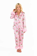 Load image into Gallery viewer, Pink santa claus print adult pajamas set
