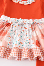 Load image into Gallery viewer, Rust Pumkin print ruffle girls set

