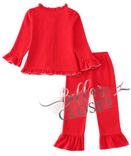 Load image into Gallery viewer, Girls Premium Red Santa Claus Embroidery Pajamas
