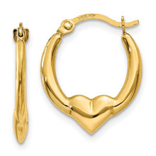 Load image into Gallery viewer, 14K Heart Hoop Earrings
