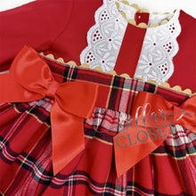 Load image into Gallery viewer, Girls Red Tartan Puff Dress
