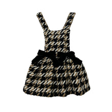 Load image into Gallery viewer, Pied de poule dungaree skirt with Ivory pleated collar blouse
