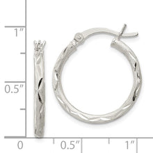 Load image into Gallery viewer, Sterling Silver Satin Diamond-cut Hoop Earrings
