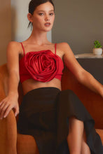 Load image into Gallery viewer, Red Big Rosette Crop Solid Top
