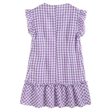 Load image into Gallery viewer, Ladies Purple Gingham Ruffle Dress
