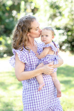 Load image into Gallery viewer, Ladies Purple Gingham Ruffle Dress

