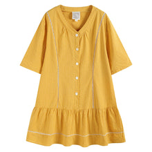 Load image into Gallery viewer, Ladies Mustard Cotton and Lace Ruffle Dress

