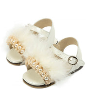 Load image into Gallery viewer, Leather Sandals with Feathers &amp; Pears
