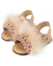 Load image into Gallery viewer, Leather Sandals with Feathers &amp; Pears
