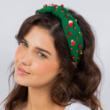 Load image into Gallery viewer, Christmas Charms Top Knot Holiday Headband
